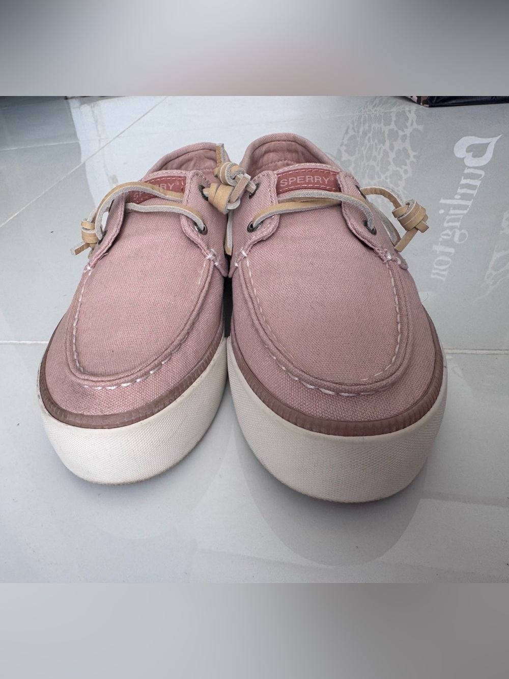 Sperry Women’s Dusty Pink Canvas Moccasin Boat Shoes